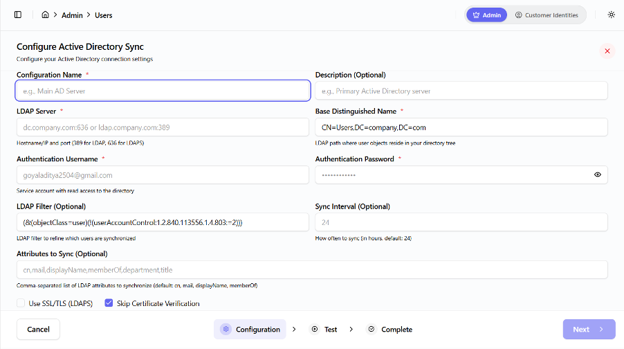 Directory Sync Interface