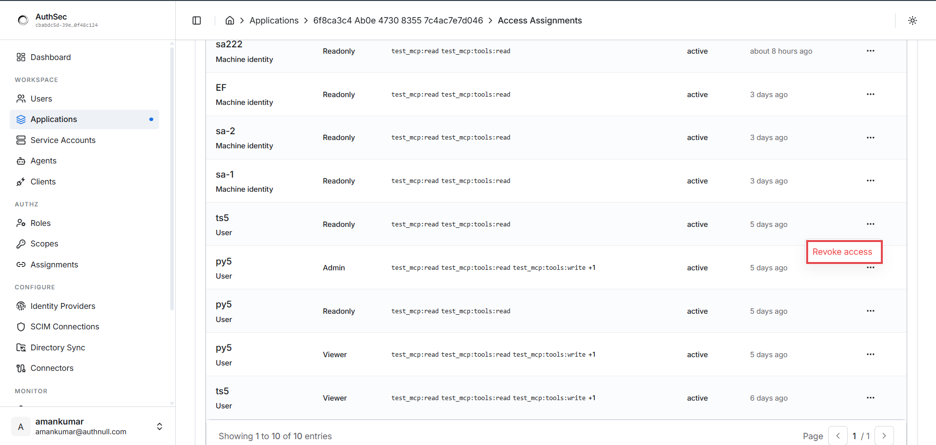 Who has access — Revoke access