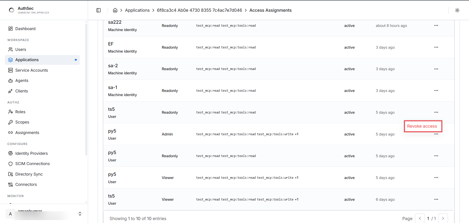 Who has access — Revoke access