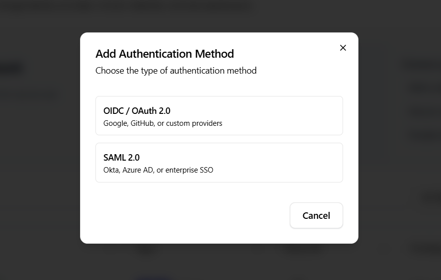 Add Authentication Method