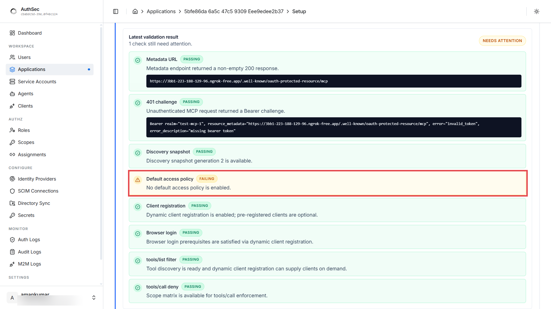 Protection check results