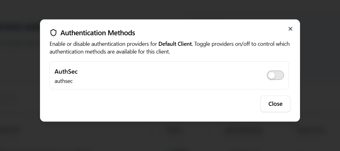 Edit Authentication Methods