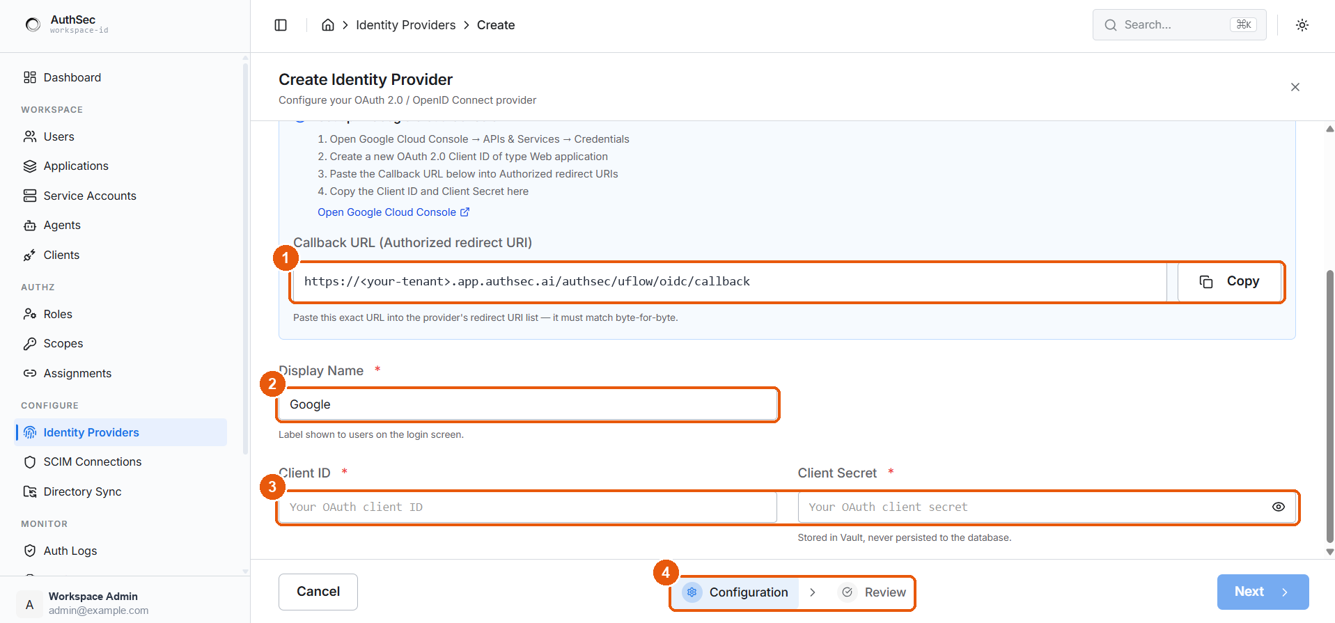 Google configuration