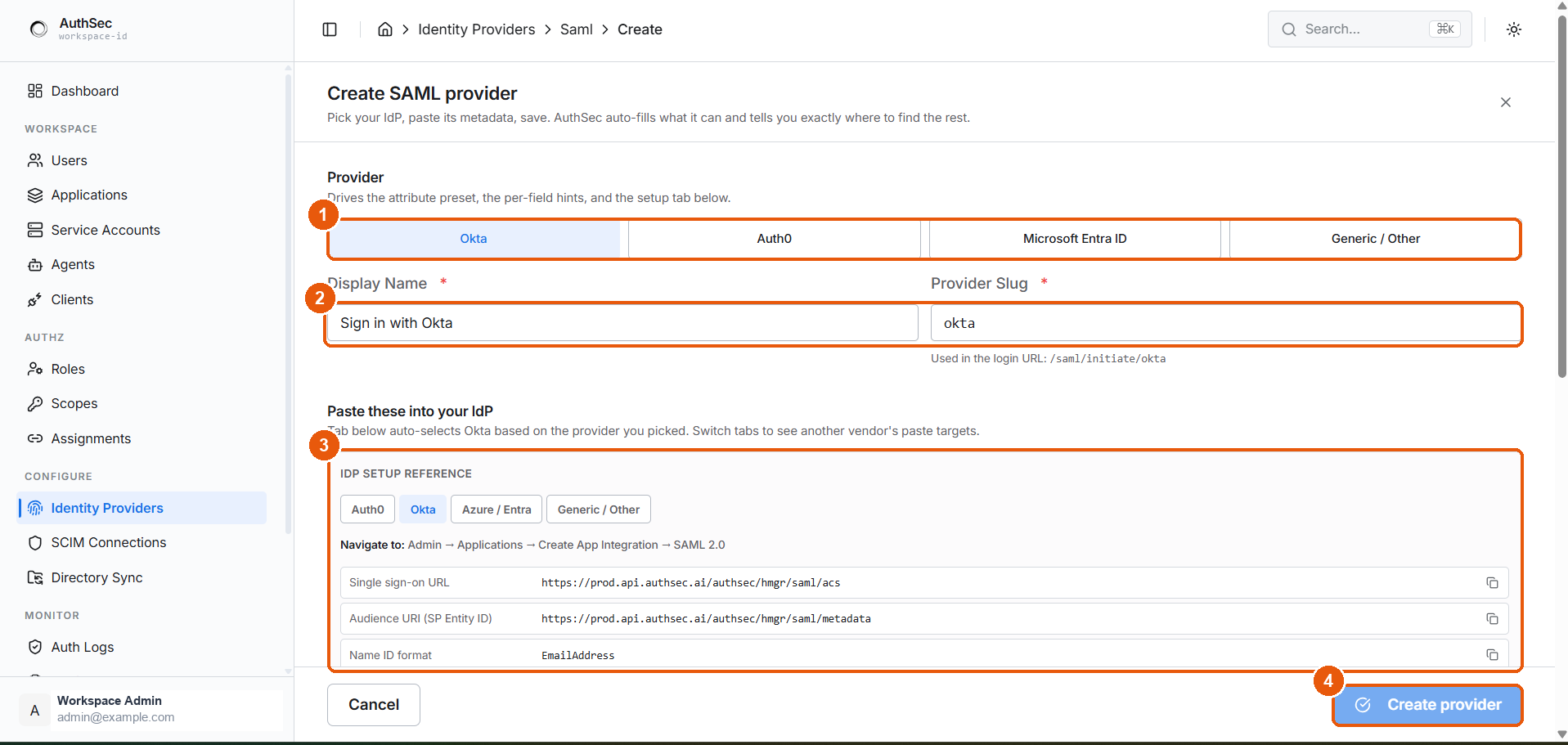 Create SAML provider