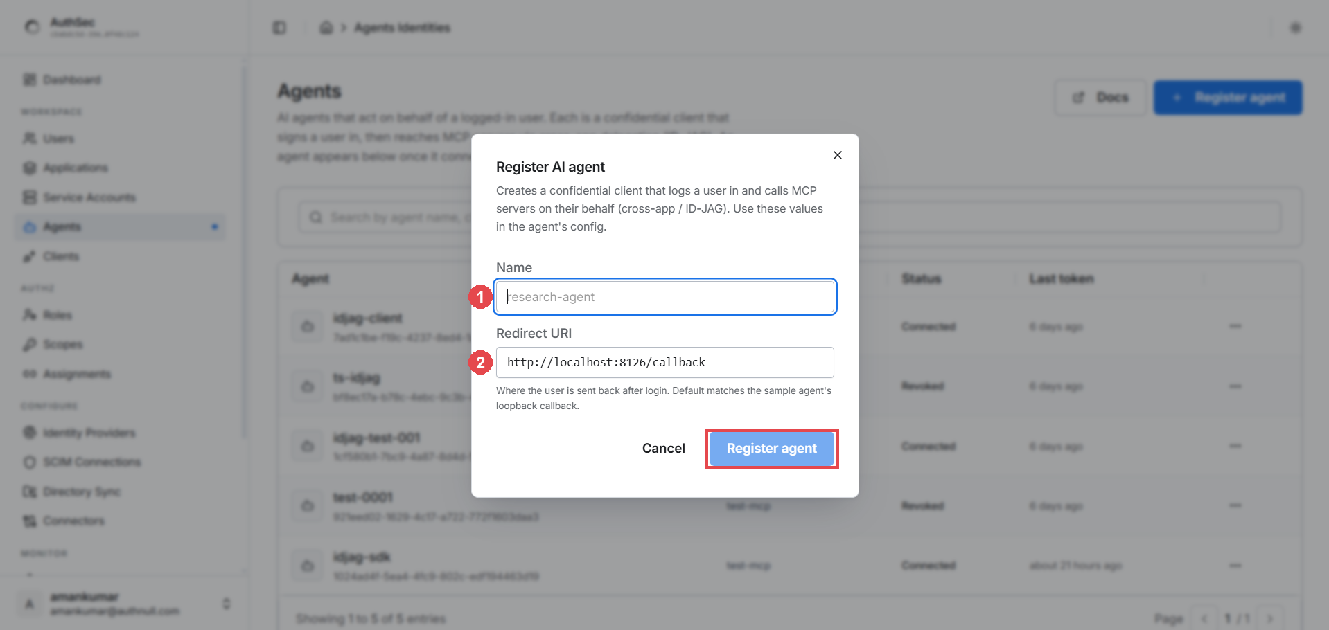 Register AI agent