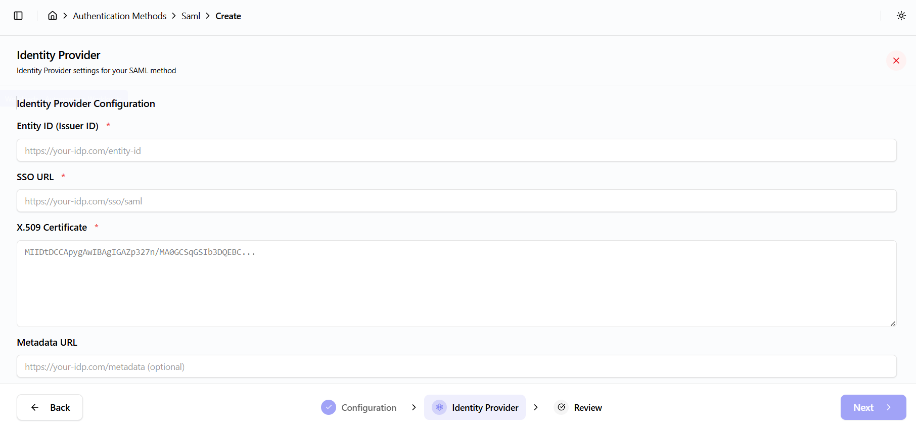 SAML Identity Provider