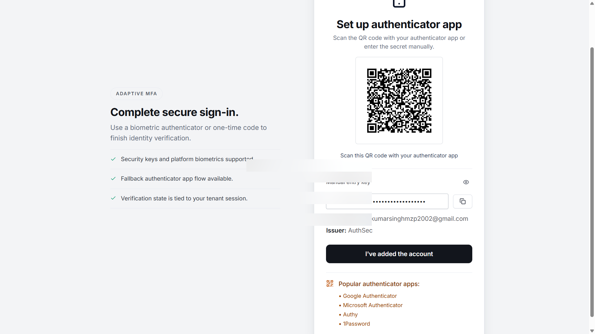 Scan the QR code with your authenticator app