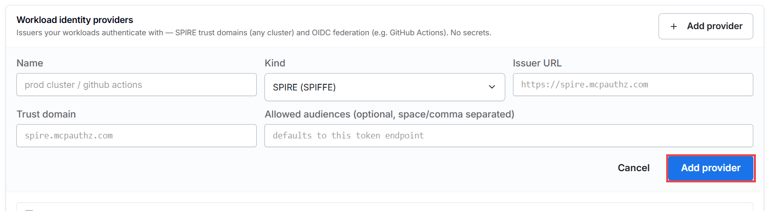 Add workload identity provider